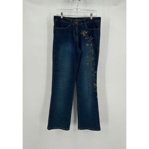 Vezucci Womens Floral Print Jeans Size 10 Mid‎ Rise Bootcut Boho Western